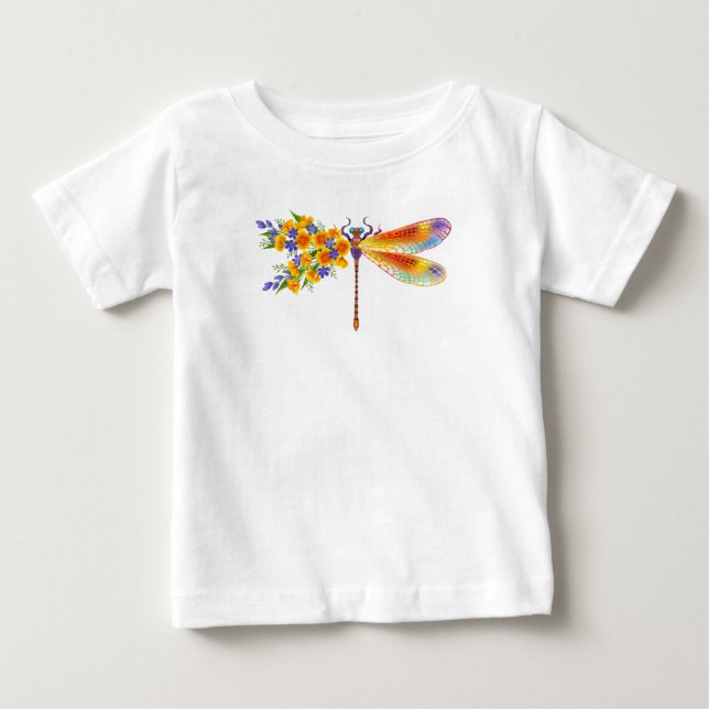 Yellow Flower Dragonfly Baby T-Shirt (Front)