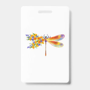 Yellow Flower Dragonfly Badge