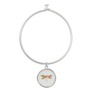 Yellow Flower Dragonfly Bangle Bracelet