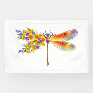 Yellow Flower Dragonfly Banner