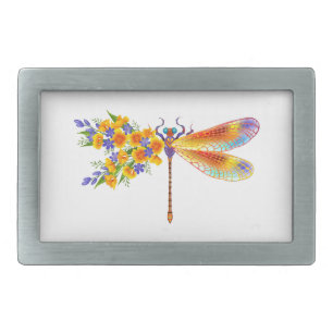 Yellow Flower Dragonfly Belt Buckle