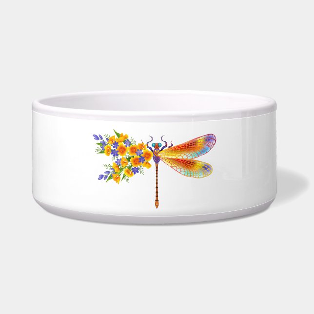 Yellow Flower Dragonfly Bowl (Front)