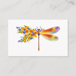 Yellow Flower Dragonfly Business Card