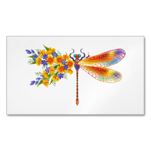 Yellow Flower Dragonfly Business Card Magnet
