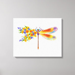 Yellow Flower Dragonfly Canvas Print