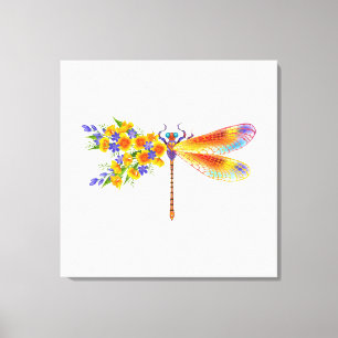 Yellow Flower Dragonfly Canvas Print