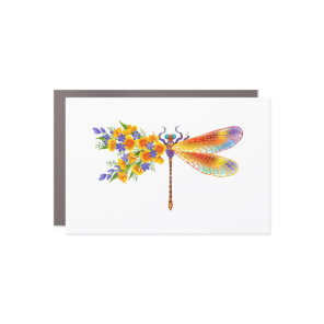 Yellow Flower Dragonfly Car Magnet