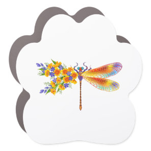 Yellow Flower Dragonfly Car Magnet