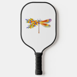 Yellow Flower Dragonfly Carbon Fiber Pickleball Paddle