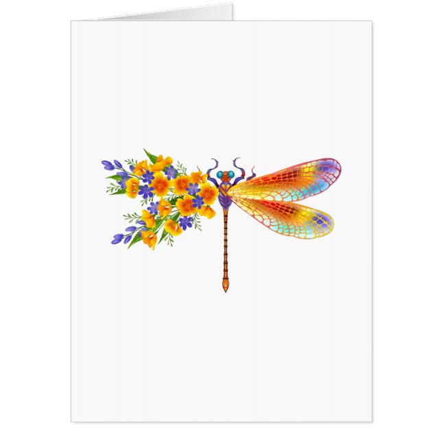 Yellow Flower Dragonfly Card (Front)