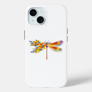 Yellow Flower Dragonfly iPhone 15 Case