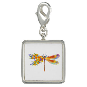 Yellow Flower Dragonfly Charm