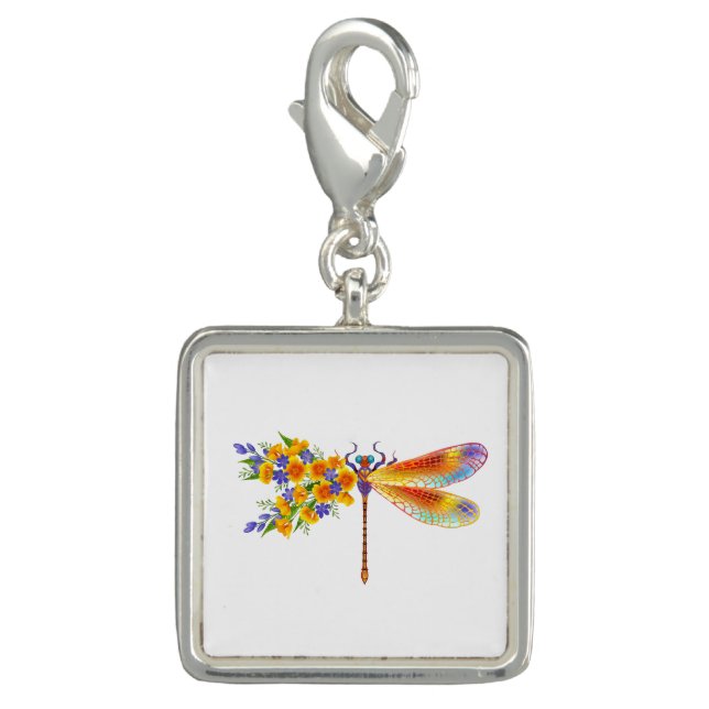 Yellow Flower Dragonfly Charm (Front)