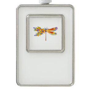 Yellow Flower Dragonfly Christmas Ornament