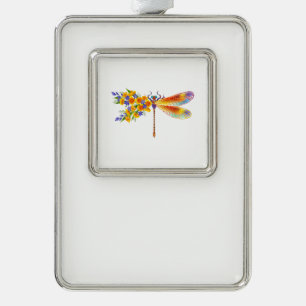 Yellow Flower Dragonfly Christmas Ornament