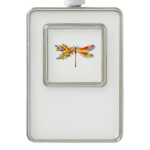 Yellow Flower Dragonfly Christmas Ornament