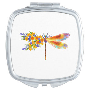 Yellow Flower Dragonfly Compact Mirror