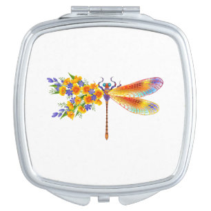 Yellow Flower Dragonfly Compact Mirror
