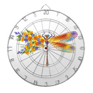 Yellow Flower Dragonfly Dart Board