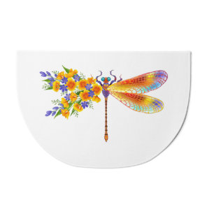 Yellow Flower Dragonfly Doormat