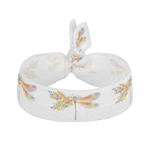 Yellow Flower Dragonfly Elastic Hair Tie