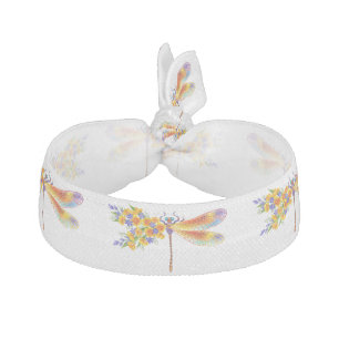 Yellow Flower Dragonfly Elastic Hair Tie