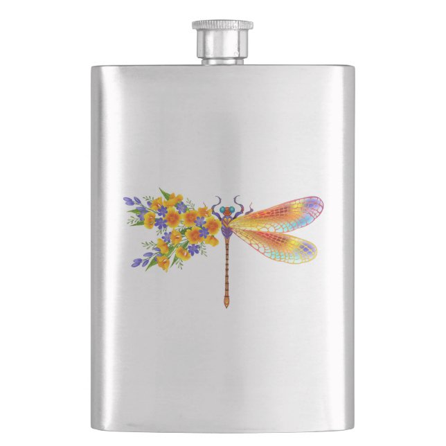 Yellow Flower Dragonfly Flask (Front)