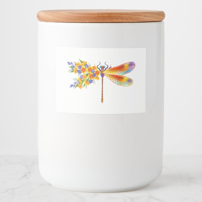 Yellow Flower Dragonfly Food Label (Front)