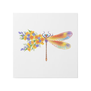 Yellow Flower Dragonfly Gallery Wrap