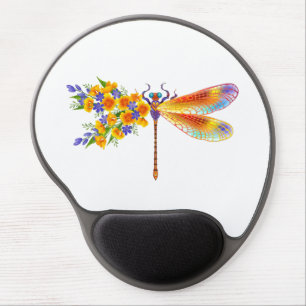 Yellow Flower Dragonfly Gel Mouse Pad