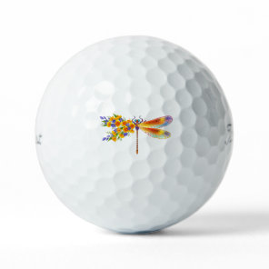 Yellow Flower Dragonfly Golf Balls