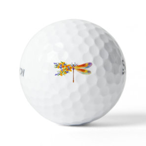 Yellow Flower Dragonfly Golf Balls