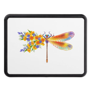 Yellow Flower Dragonfly Hitch Cover