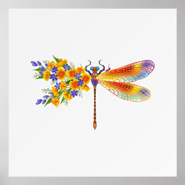 Yellow Flower Dragonfly Holder (Front)