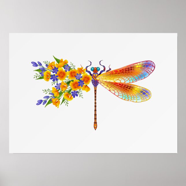 Yellow Flower Dragonfly Holder (Front)