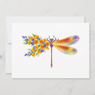 Yellow Flower Dragonfly Holiday Card