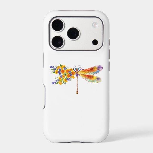 Yellow Flower Dragonfly Iphone Case (Back)