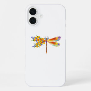 Yellow Flower Dragonfly iPhone 16 Plus Case