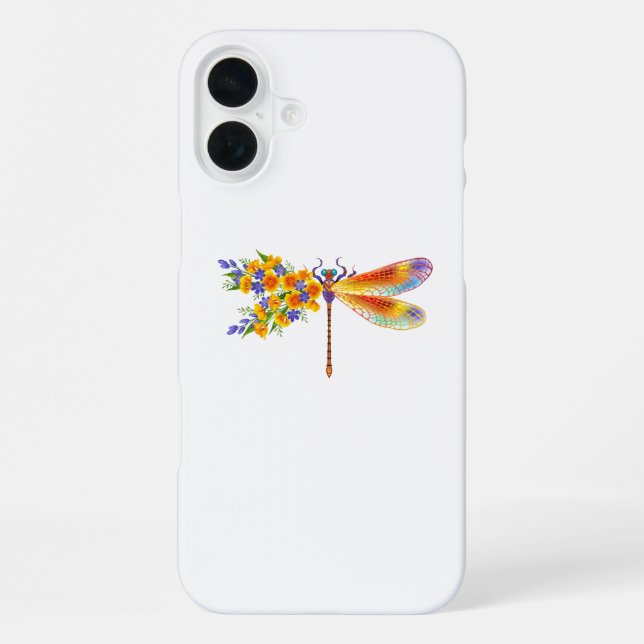 Yellow Flower Dragonfly iPhone Case (Back)