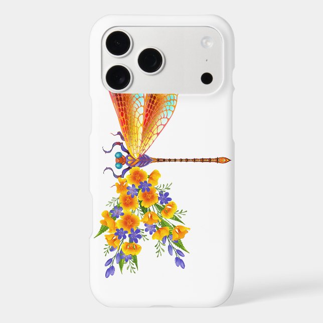 Yellow Flower Dragonfly Iphone Case (Back)