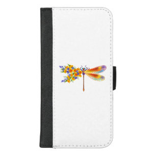 Yellow Flower Dragonfly iPhone 8/7 Plus Wallet Case