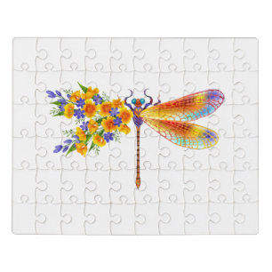 Yellow Flower Dragonfly Jigsaw Puzzle