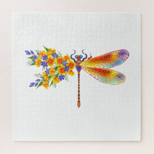 Yellow Flower Dragonfly Jigsaw Puzzle