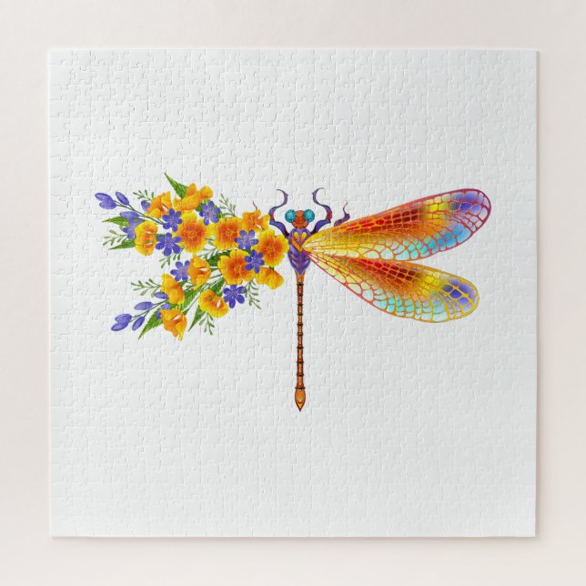 Yellow Flower Dragonfly Jigsaw Puzzle (Vertical)