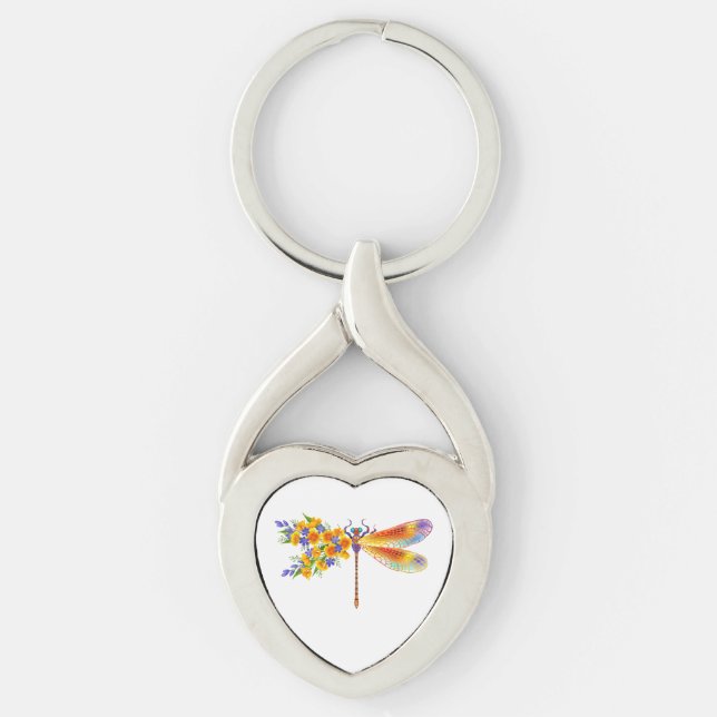 Yellow Flower Dragonfly Keychain (Front)