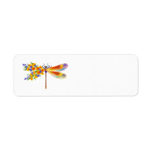 Yellow Flower Dragonfly Label