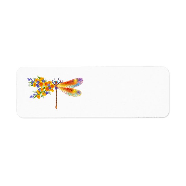 Yellow Flower Dragonfly Label (Front)