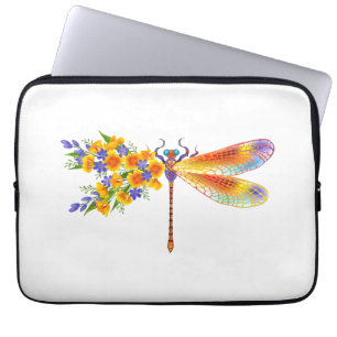 Yellow Flower Dragonfly Laptop Sleeve