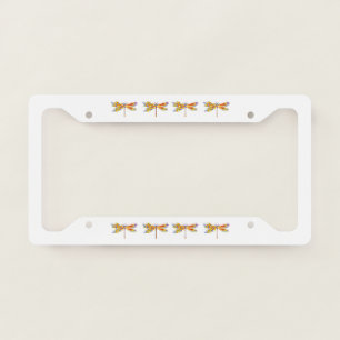 Yellow Flower Dragonfly License Plate Frame