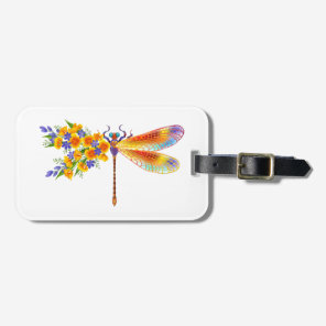 Yellow Flower Dragonfly Luggage Tag
